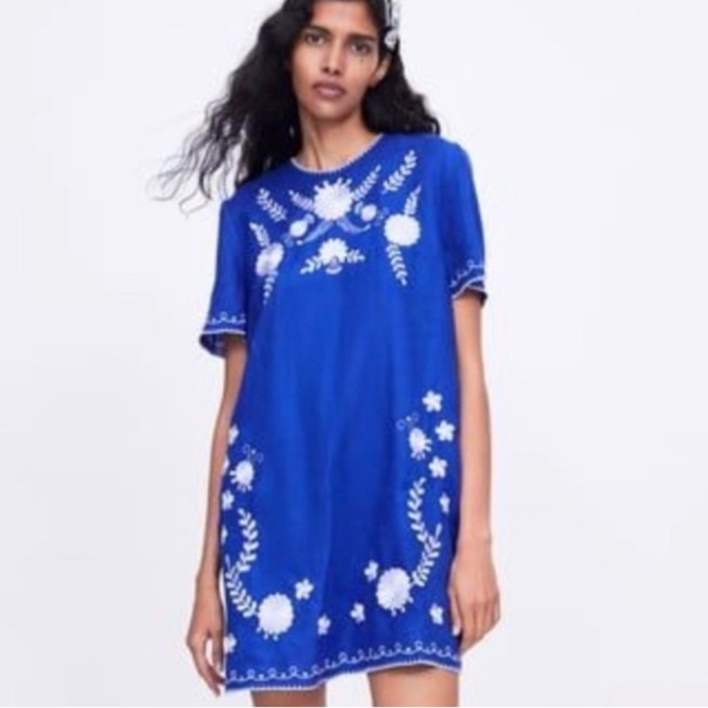Zara embroidered tunic dress in size Medium